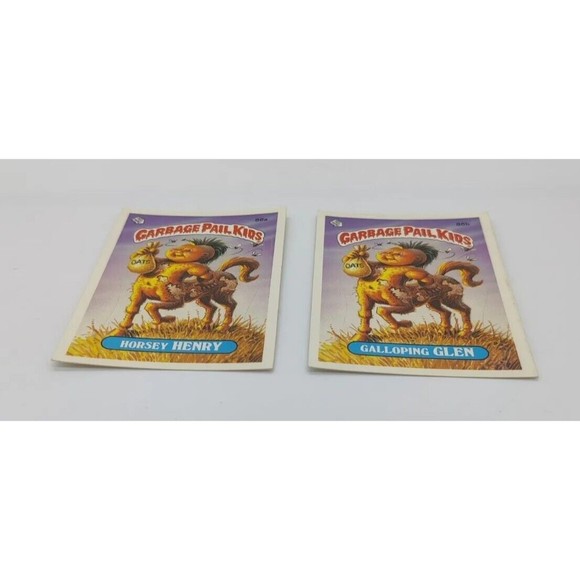 Garbage Pail Kids 1986 Horsey Henry #86a and Galloping Glen #86b Topps Card Set - Picture 3 of 5